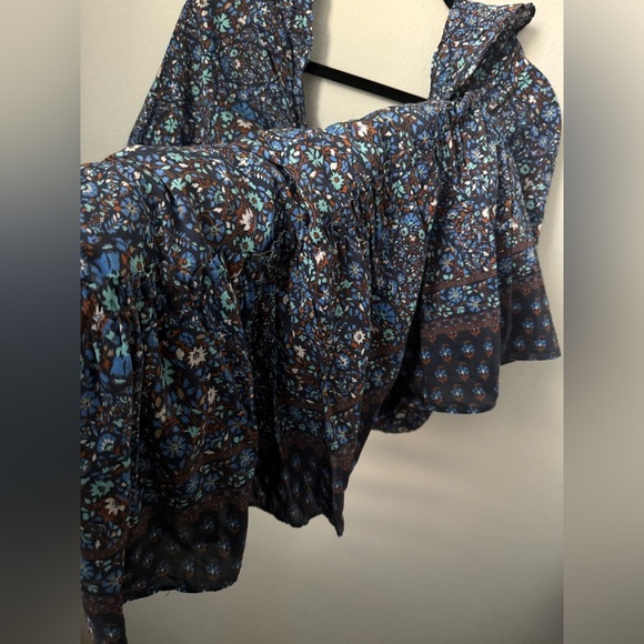 Vineyard Vines Navy Floral Smocked Maxi Dress Off Shoulder Size XS - Picture 7 of 8